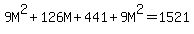 9M%5E2%2B126M%2B441%2B9M%5E2=1521