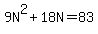 9N%5E2%2B18N=83