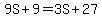 9S%2B9=3S%2B27