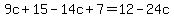 9c%2B15-14c%2B7=12-24c