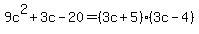 9c%5E2%2B3c-20=%283c%2B5%29%283c-4%29
