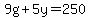 9g%2B5y=250