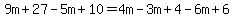 9m%2B27-5m%2B10=4m-3m%2B4-6m%2B6