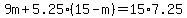 9m%2B5.25%2815-m%29=15%2A7.25