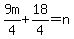 9m%2F4%2B18%2F4=n