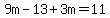 9m-13%2B3m=11
