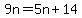 9n=5n%2B14