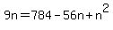 9n+=+784+-+56n+%2B+n%5E2