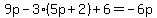 9p-3%285p%2B2%29%2B6=-6p