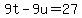 9t-9u+=+27