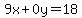 9x%2B0y=18