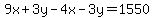 9x%2B3y-4x-3y=1550