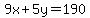 9x%2B5y=190