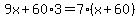 9x%2B60%2A3=7%28x%2B60%29