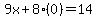 9x%2B8%280%29=14