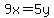 9x=5y