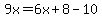9x=6x%2B8-10
