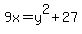 9x=y%5E2%2B27