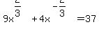 9x%5E%282%2F3%29%2B4x%5E%28-2%2F3%29=37