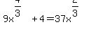 9x%5E%284%2F3%29%2B4=37x%5E%282%2F3%29