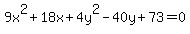 9x%5E2%2B18x%2B4y%5E2-40y%2B73=0