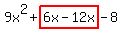 9x%5E2%2Bhighlight%286x-12x%29-8