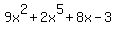 9x%5E2+%2B+2x%5E5%2B+8x-3