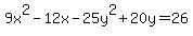 9x%5E2++-12x+-25y%5E2%2B+20y+=+26