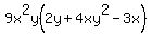 9x%5E2y%282y+%2B+4xy%5E2+-+3x%29
