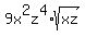 9x%5E2z%5E4%2Asqrt%28xz%29