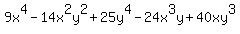 9x%5E4-14x%5E2y%5E2%2B25y%5E4-24x%5E3y%2B40xy%5E3