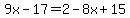 9x-17=2-8x%2B15