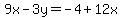 9x-3y=-4%2B12x