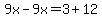 9x-9x=3%2B12