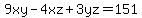 9xy-4xz%2B3yz=151