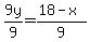 9y%2F9=%2818-x%29%2F9