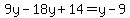 9y-18y%2B14=y-9