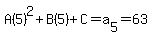 A%285%29%5E2%2BB%285%29%2BC=a%5B5%5D=63