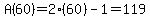 A%2860%29=2%2860%29-1=119