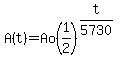A%28t%29=Ao%281%2F2%29%5E%28t%2F5730%29