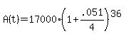 A%28t%29+=+17000%281%2B.051%2F4%29%5E%2836%29