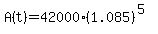 A%28t%29+=+42000%281.085%29%5E%285%29