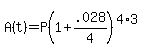 A%28t%29+=+P%281%2B.028%2F4%29%5E%284%2A3%29