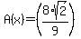 A%28x%29+=+%288%2Asqrt%282%29%2F9%29