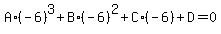 A%2A%28-6%29%5E3%2BB%2A%28-6%29%5E2%2BC%2A%28-6%29%2BD=0