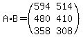 A%2AB=%28matrix%283%2C2%2C594%2C514%2C480%2C410%2C358%2C308%29%29