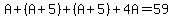 A%2B%28A%2B5%29%2B%28A%2B5%29%2B4A=59