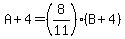 A%2B4=%288%2F11%29%28B%2B4%29