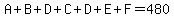 A%2BB%2BD%2BC%2BD%2BE%2BF=480