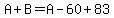 A%2BB=A-60%2B83